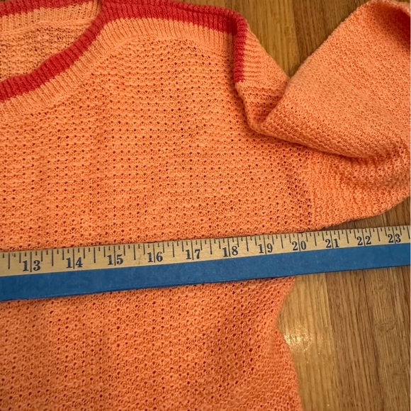 Eileen Fisher Womens M Orange Long Sleeve Bateau Neck Cotton Linen Blend Sweater - Picture 7 of 9